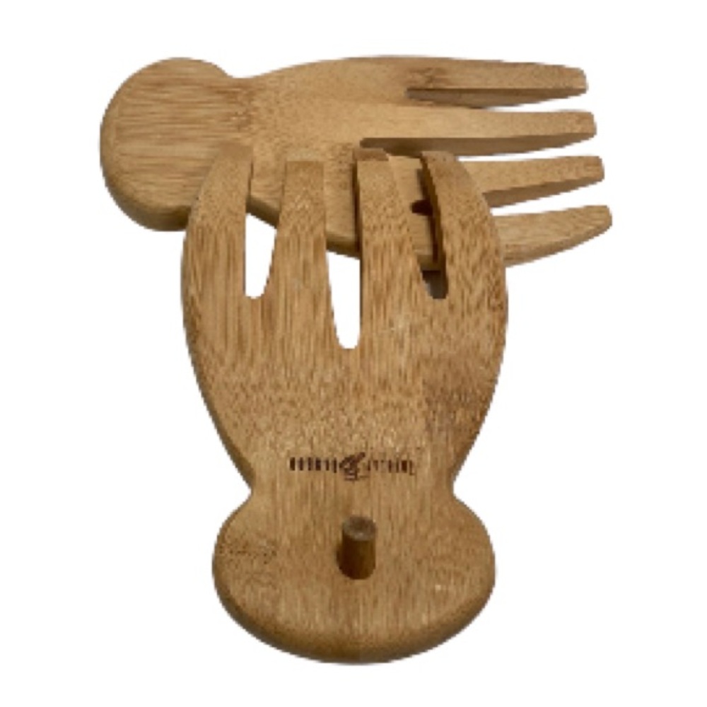 TOTALLY BAMBOO Salad or Pasta Server Hands Set of 2